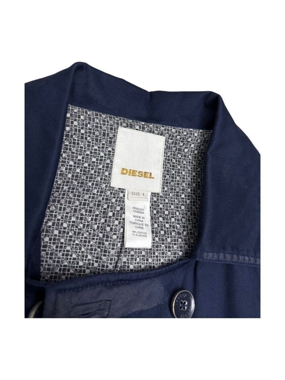 DIESEL Luxury Designer Navy Blue Cotton Light Trench Jacket Womens Large - Picture 4 of 10